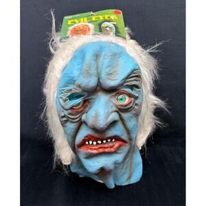 Vintage Ben Cooper Latex Halloween Mask Blue Ghoul Zombie Monster Evil Eye NOS